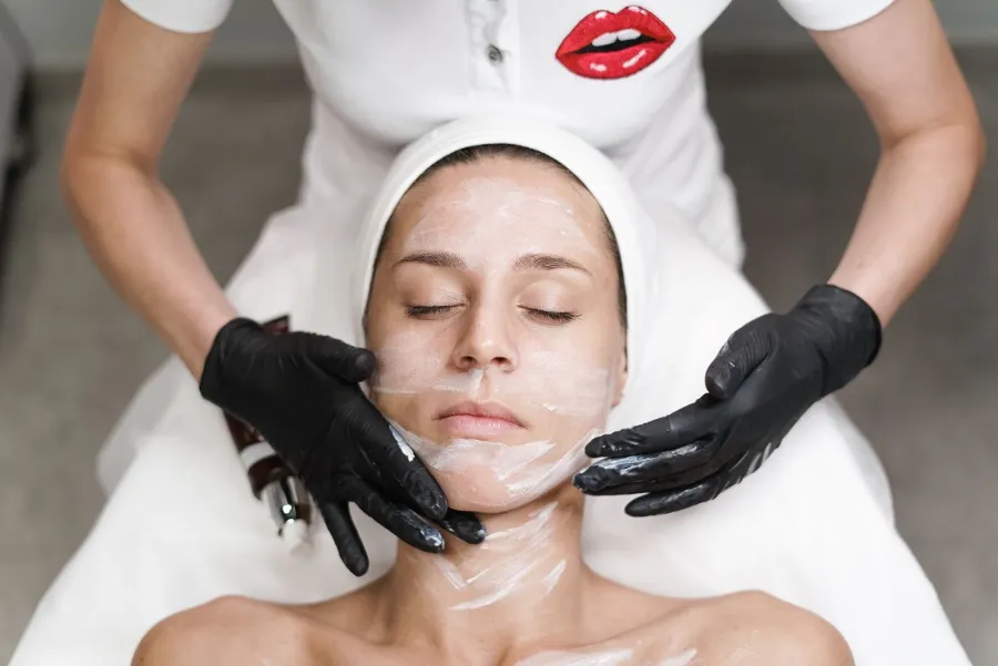 Spa facial treatment application, illustrative image