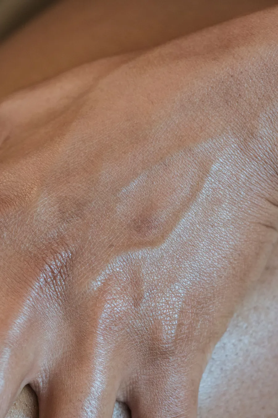 Close-up of hand skin showing detail and veins