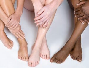womans legs of different skin types