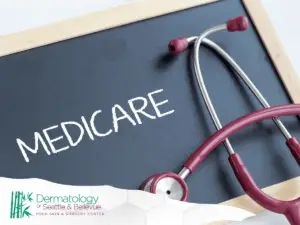 Chalkboard displaying the word 'Medicare' with a red stethoscope placed beside it, symbolizing healthcare coverage.