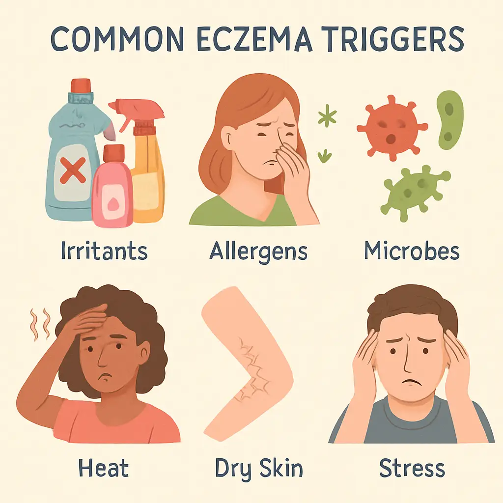 Illustration of common eczema triggers