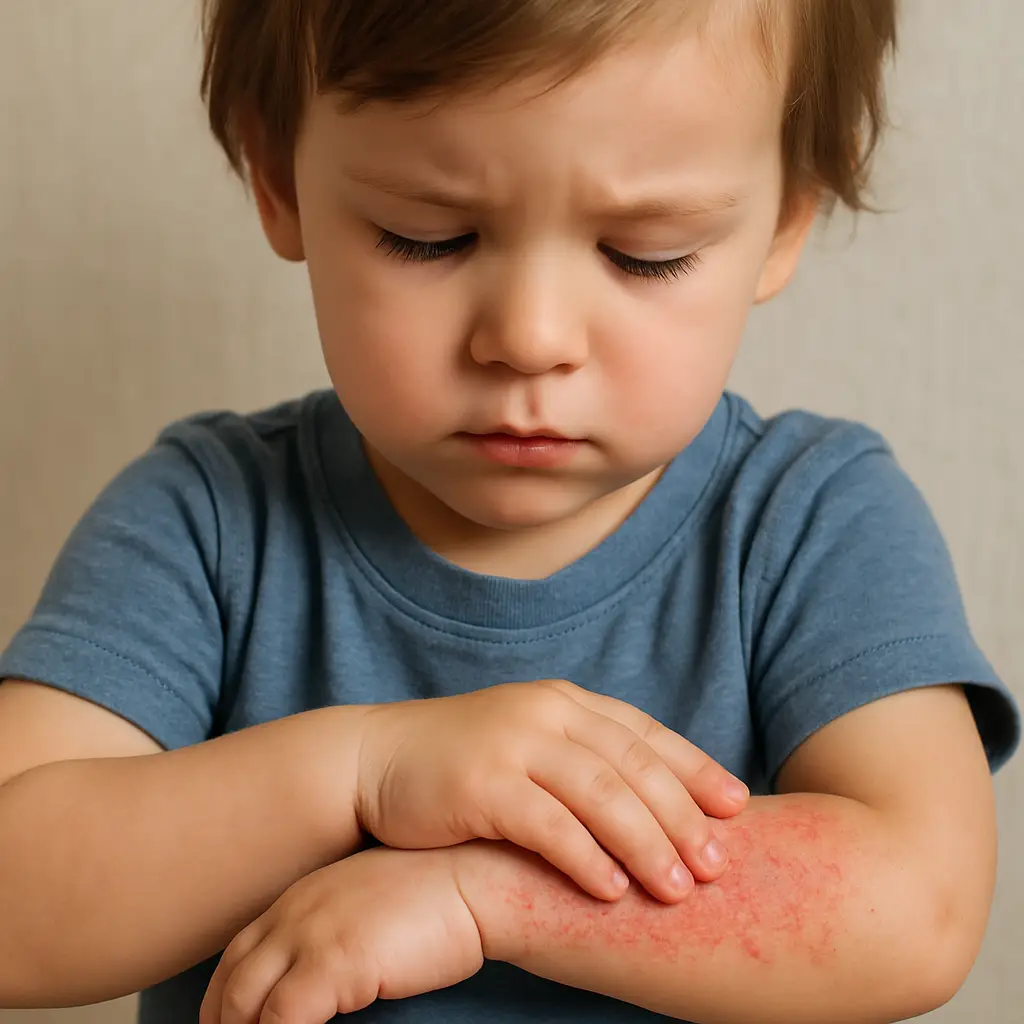 Child with eczema on forearm